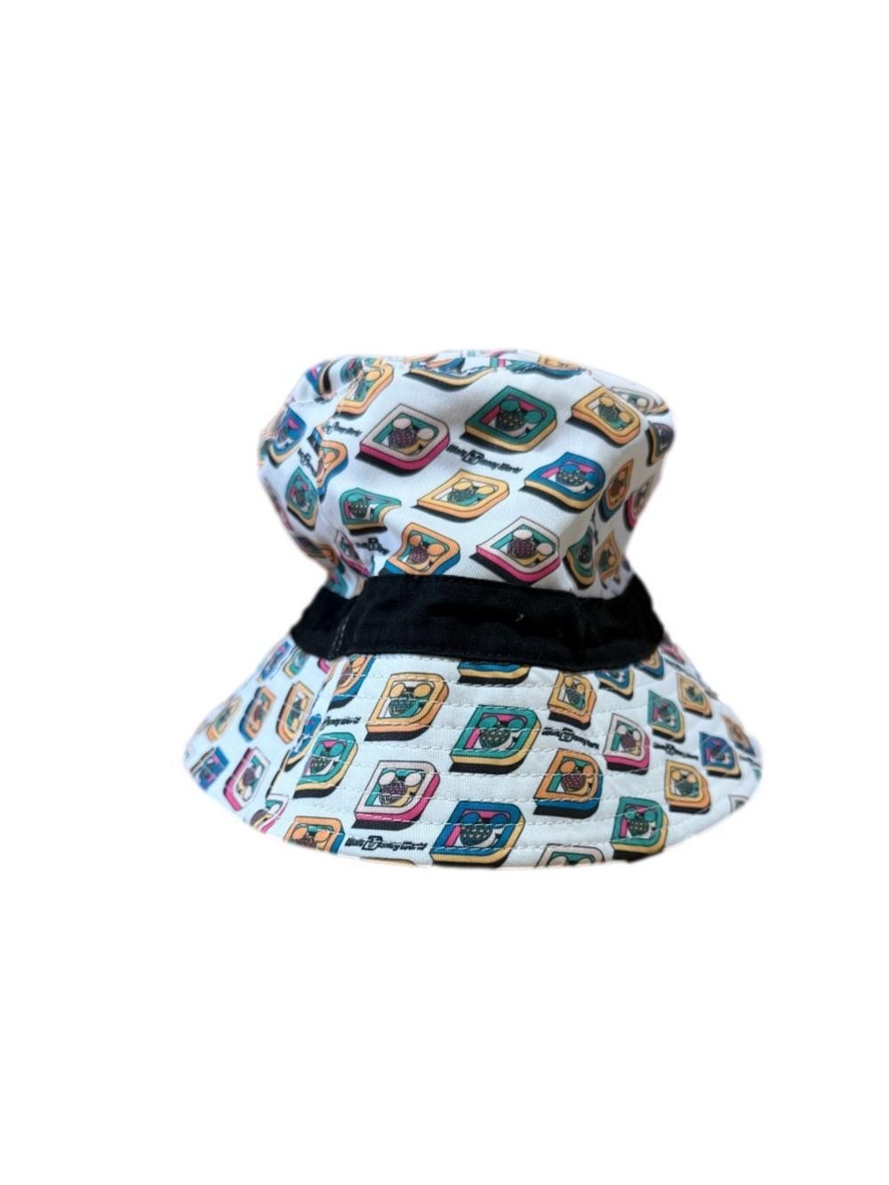 Disney Bucket Hat White Multicolor Icon Print Black Band